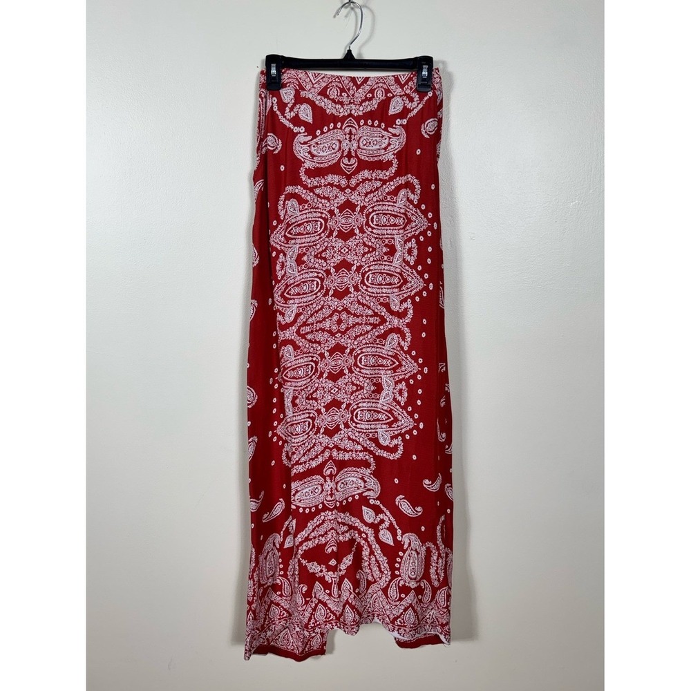 Womens Bandana Paisley Maxi Skirt Medium Bohemian Coastal Festival Coachella - Picture 2 of 9